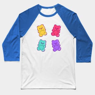 4 colorful cute neon gummy bears with different moods Baseball T-Shirt